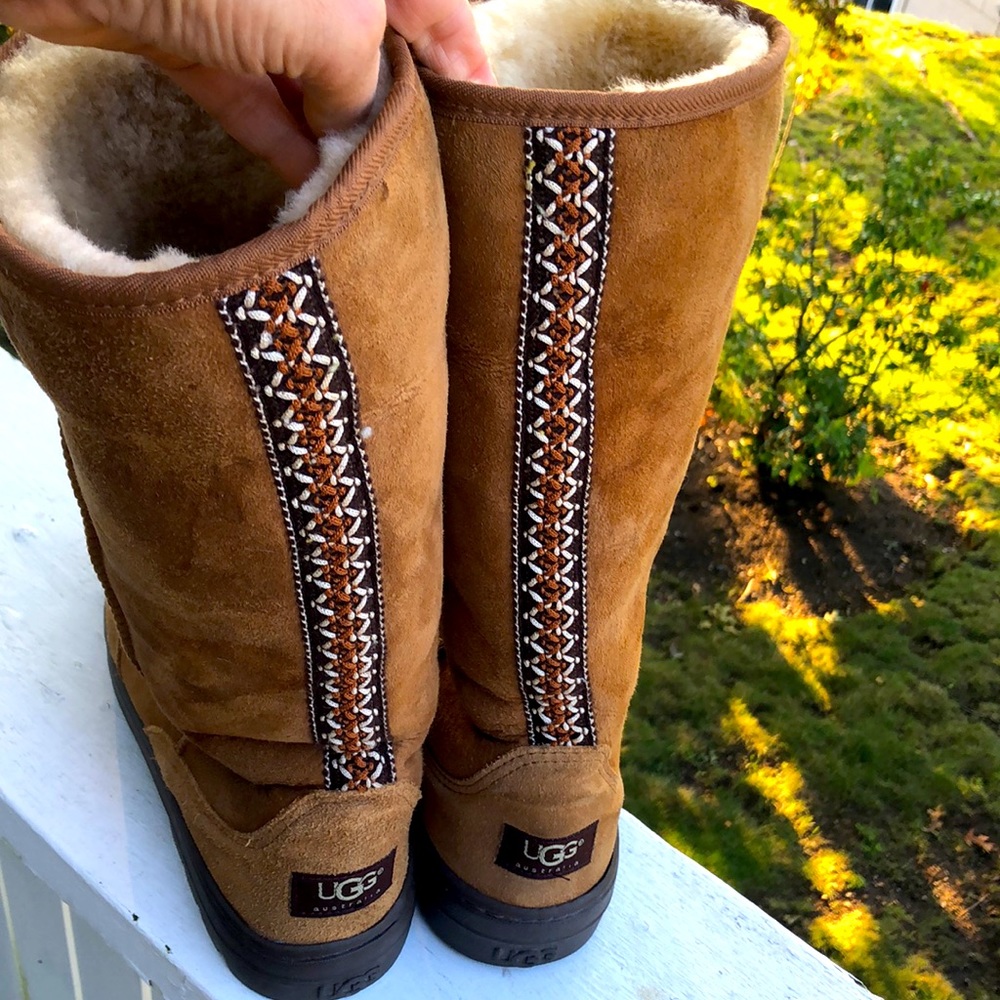 Ugg Ultimate Tall Tasman Braid 5245  Chestnut Boots EUC size 8